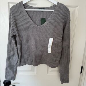 Wild Fable Gray Ribbed Knit Top
